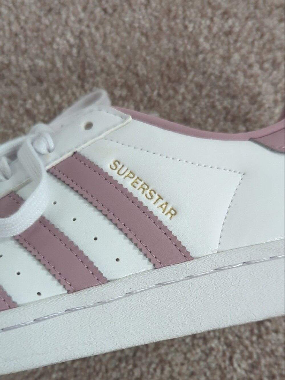 adidas White & Dusty Pink Superstar Low-Top Sneakers - Picture 4 of 6